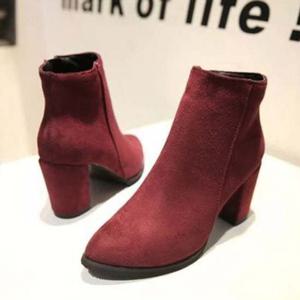 스웨이드 앵클힐 부티힐