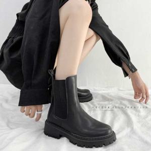 여자 블랙 통급 캐주얼 데일리 코디 멋쟁이 부츠 신발