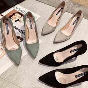 여자 펌프스 스웨이드 스틸레토힐 미들힐