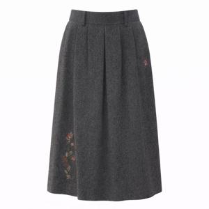 [비꼴리끄(여성)]울 지도리 체크 자수 스커트 B244WK1040