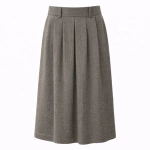 [비꼴리끄(여성)]울 해링본 자수 맞주름 스커트 B254WK1040