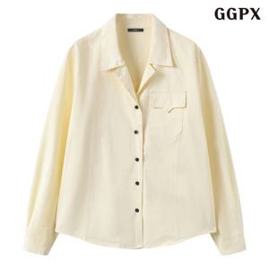 [GGPX]데일리 무지 카라넥 버튼업 오버핏 셔츠 (GQABA003D)