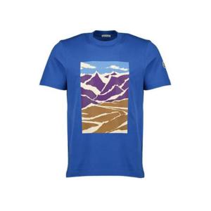 26 SS 몽클레어 마운틴 프린트 크루넥 티셔츠 블루 HSCODE61091000