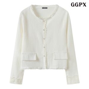 [GGPX]라운드 페이크 포켓 레이스 긴팔 블라우스 (GQABA005D)