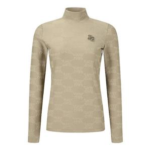 파리게이츠골프긴팔티 NQC 521E1TI203_BG 여성 로고 패턴 모크넥 긴팔 티셔츠