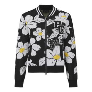 파리게이츠골프자켓 NQC 521E1SD206_BK 여성 로고 플로럴 자카드 집업 가디건