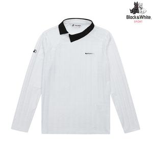 [블랙앤화이트] 여성 언발 Y카라 긴팔 티셔츠 9302LZKC_WHITE