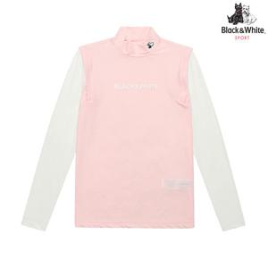 [블랙앤화이트] 여성 앞판 글리터 로고 냉감 소매 티셔츠 9252LCOI_PINK