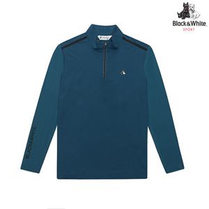 [블랙앤화이트] 남성 반집업 배색 냉감 긴팔 티셔츠 9102GCOO_BLUE GREEN