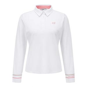 [마스터바니에디션] (421F1TO103)여성 배색 자수 커프스 피케 긴팔티셔츠