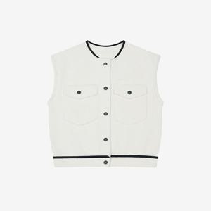 [씨]라운드 배색 포켓 베스트 SLVVX2926