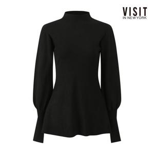 비지트인뉴욕  페플럼 하프넥 플레어 퍼프 니트 (V61LK02)