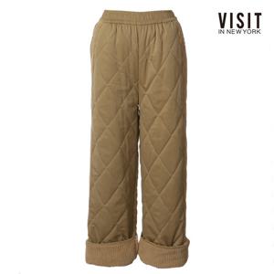 비지트인뉴욕  다이아 퀄팅 밴딩 와이드 기모 팬츠 (V61LP01)