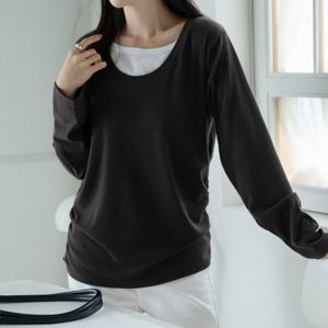 나야홍 / 아이우먼 골지라운드셔링티셔츠 RDV703M601 빅사이즈