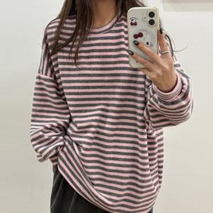 나야홍 / 빅사이즈 601 크림가오리줄지티셔츠 DGBX005