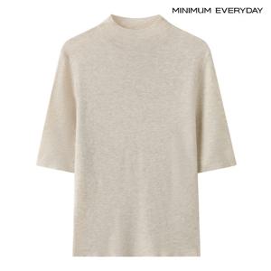 [미니멈][미니멈 에브리데이]베이직 슬림핏 반하이넥 5부 소매 니트 (EC1KT001D)