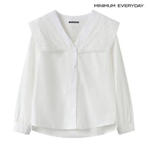 [미니멈][미니멈 에브리데이]로맨틱 펀칭 세일러 카라넥 블라우스 (EC1BA002D)