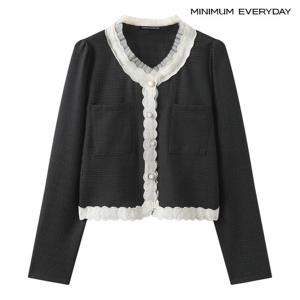 [미니멈][미니멈 에브리데이]배색 레이스 트리밍 페미닌 블라우스 (EC1BA007D)