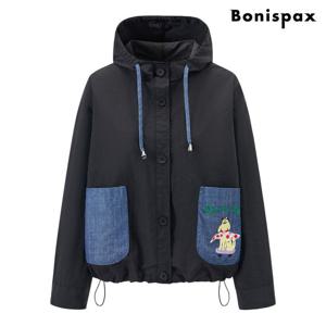 [보니스팍스]후드 스트링 배색 포켓 아노락 자켓 (XQ1JK007L0)