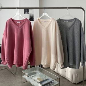 나야홍 / 빅사이즈티 X009L601 브이넥융겉기모티셔츠 GB