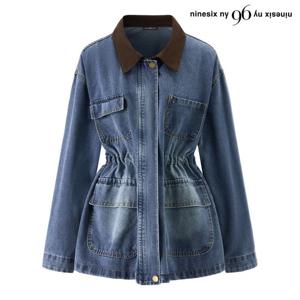 [보니스팍스]데님 카라 배색 허리 스트링 하프 자켓 (NQ1JK004L0)