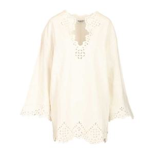 이자벨마랑에뜨왈 브이넥 자수 스캘럽 블라우스 26PRO0653FB D1