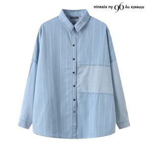 [보니스팍스]스냅 버튼 데님 스트라이프 셔츠 (NQ1BA001L0)