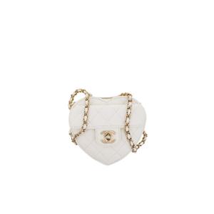 [엘러브] 샤넬 22S 하트백 스몰 화이트 샴페인골드 램스킨 6ET0238