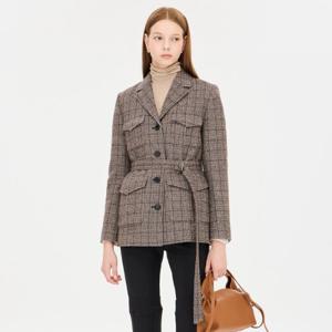 [시슬리]그라핀 체크 아웃 포켓 벨티드 자켓_SAJK42461