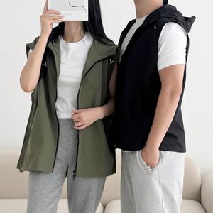 남녀공용 오버핏 후드 스트링 조끼 SD-250905