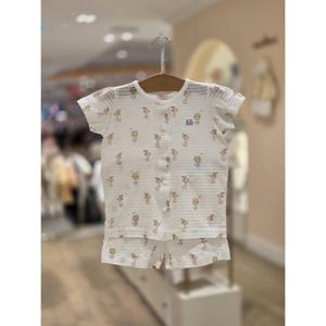 M밍크뮤D 26SS (WH)보타닉플라워반팔내의 실내복 신생아 (3637005420)