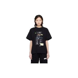 25 FW 메종마르지엘라 여성 블랙 라이브러리 스탬프 티셔츠 261188F110023