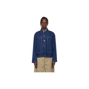 25 FW 스튜디오니콜슨 남성 인디고 블루 요크 팝오버 데님 셔츠 261608M192000