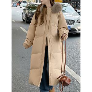 [예쎄](예쎄) 페이크퍼 후드 루즈핏 웰론 롱패딩(S5WPD046A)