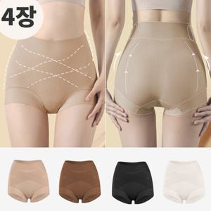 [핑크록 언더웨어] 뱃살 똥배 보정팬티 빅사이즈 여성속옷 팬티4P세트