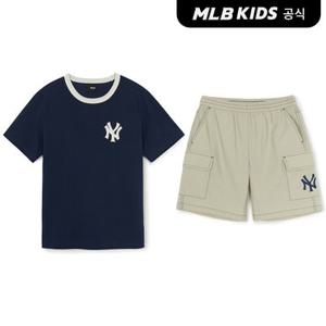 [택가 99,000원][MLB키즈 공식]25SS 스트릿 베이직 로고 티셔츠 세트 NY (Navy) 7AS1B3253-50NYS