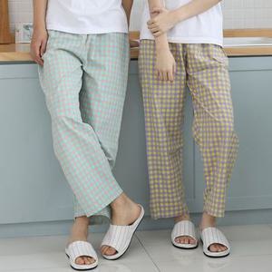 [속옷도둑]커플 잠옷바지 파자마 홈웨어 수면 체크 면 긴 선염