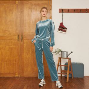 [씨엘코코]CLWP9117 엘레강스 벨벳 트레이닝 팬츠 씨블루