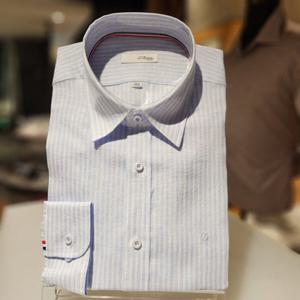 듀퐁셔츠 SE4SM21LS325SBU 컴포터블 라인 여름 가벼운 마 스트라이프 슬림 핏 셔츠