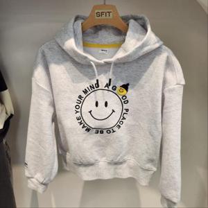 에스핏 HC23 기모 스마일 크롭 후드 티셔츠 SJY711FKHT08