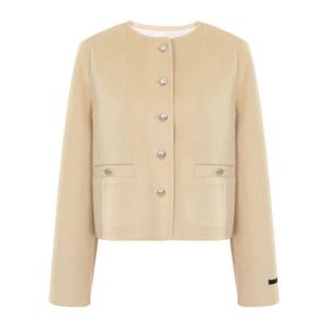 [에이비에프지]단추 포인트 핸드메이드 캐시미어 울 루즈핏 숏 재킷 APY4HJ02J