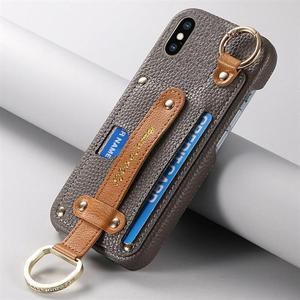 아이폰X 가죽 카드지갑 핸드스트랩 링 거치대 핸드폰 케이스