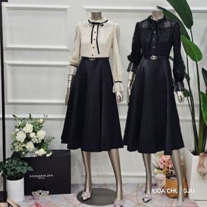 [미니멈]MD 레이스 리본 넥 플레어 원피스  MD MYDGWO0960_CJ