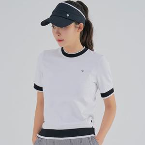 [레노마골프] 여성 빗살 패턴 자가드 라운드 반팔 티셔츠 RWTRM5103-101