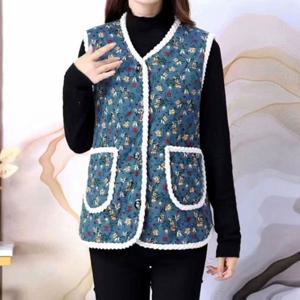 [리빌모아]여자 방한 꽃무늬 할머니 양털 조끼 DMESW-VEW-STS143