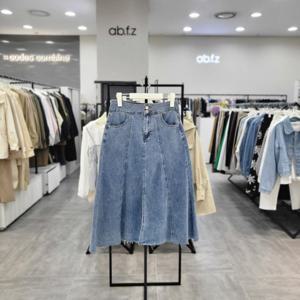 [ab.f.z]AFZ5HS33/간절기 앞트임 A라인 7부 데님 스커트_IC
