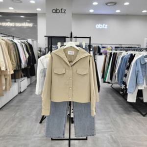 [ab.f.z]AFZ5NUZ1/간절기 브이넥 빅카라 귀여운 숏 셔츠형 자켓_