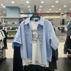 [리트머스](여성)옥스포드 크롭기장 반팔셔츠LP2YF338