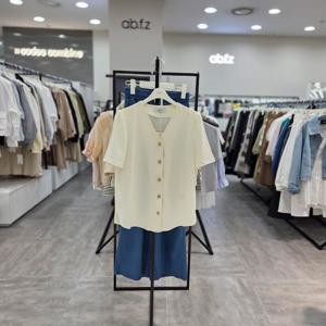 [ab.f.z]AFZ5HB04/여름 브이넥 루즈핏 블라우스_IC