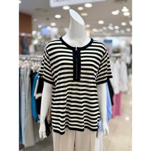 [트리아나]스트라이프 반 집업 여름 니트 티셔츠 AL2TA16